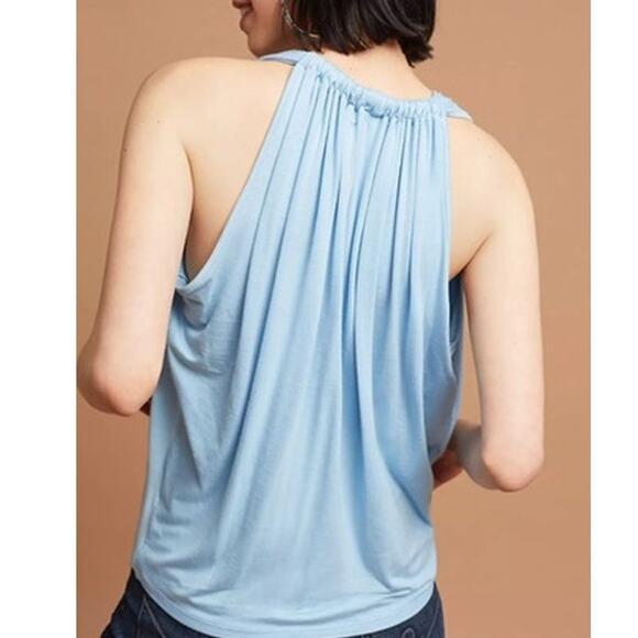 Michael Stars NWOT Anthropologie Light Blue Draped Cowl Halter Tank Top Small - Picture 5 of 8